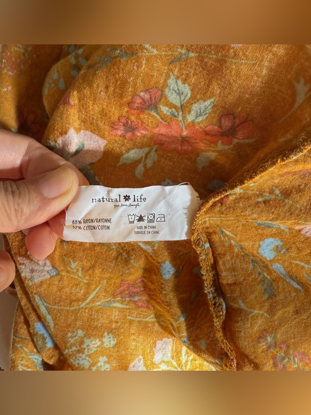 Natural Life mustard yellow floral print maxi dress size S, cottage core, frolic - Picture 10 of 12